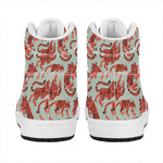 Gouache Tiger Pattern Print High Top Leather Sneakers