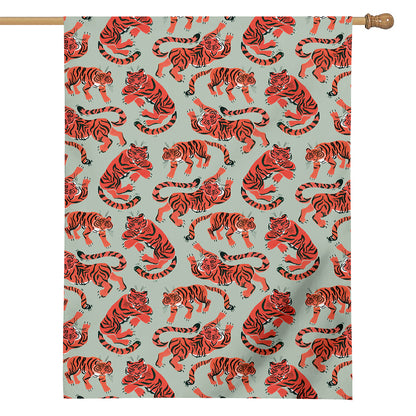 Gouache Tiger Pattern Print House Flag