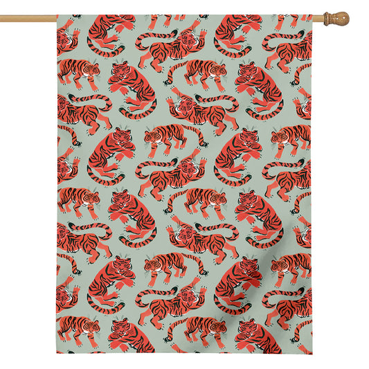 Gouache Tiger Pattern Print House Flag