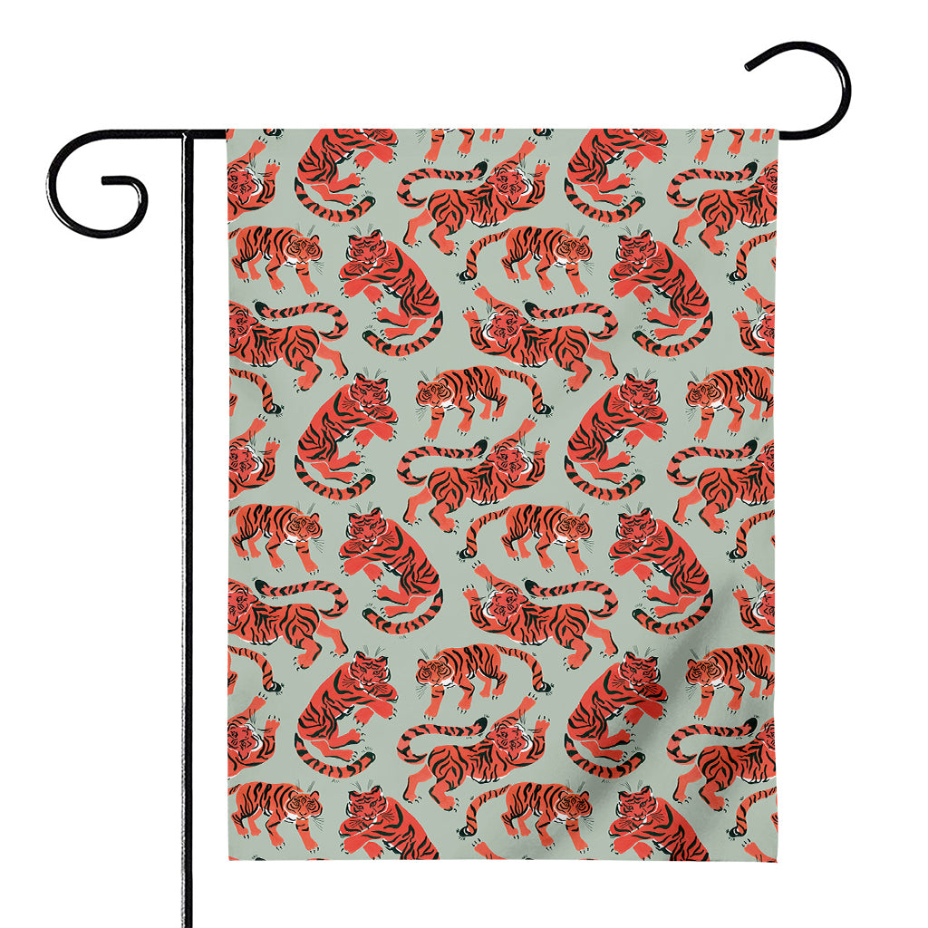 Gouache Tiger Pattern Print House Flag