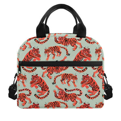 Gouache Tiger Pattern Print Insulated Lunch Bag