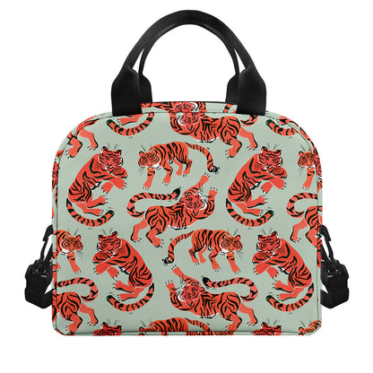 Gouache Tiger Pattern Print Insulated Lunch Bag