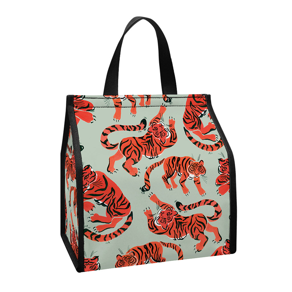 Gouache Tiger Pattern Print Insulated Lunch Tote