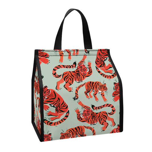 Gouache Tiger Pattern Print Insulated Lunch Tote