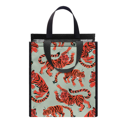 Gouache Tiger Pattern Print Insulated Lunch Tote