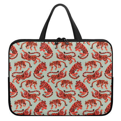 Gouache Tiger Pattern Print Laptop Sleeve With Handle