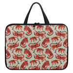 Gouache Tiger Pattern Print Laptop Sleeve With Handle