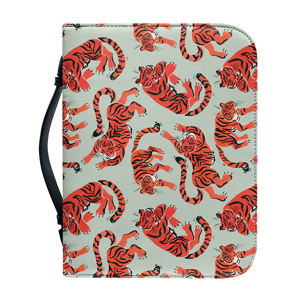 Gouache Tiger Pattern Print Leather Bible Cover