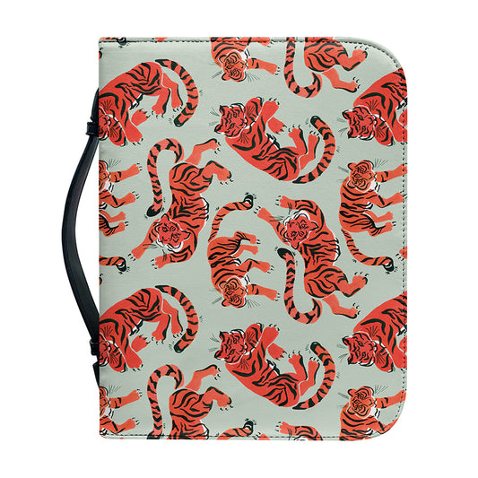 Gouache Tiger Pattern Print Leather Bible Cover