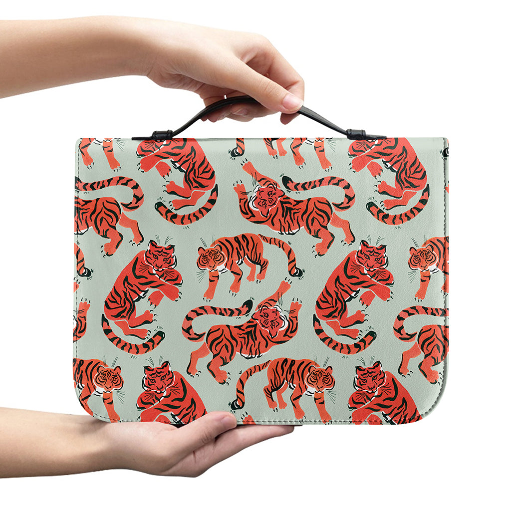 Gouache Tiger Pattern Print Leather Bible Cover