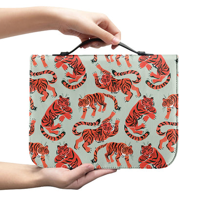 Gouache Tiger Pattern Print Leather Bible Cover