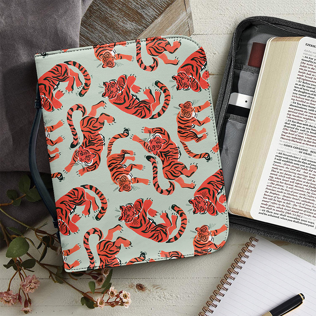Gouache Tiger Pattern Print Leather Bible Cover