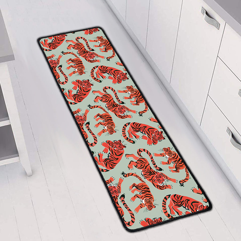 Gouache Tiger Pattern Print Long Kitchen Mat