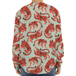 Gouache Tiger Pattern Print Long Sleeve Baseball Jersey