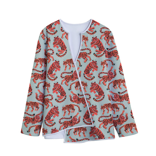 Gouache Tiger Pattern Print Long Sleeve Short Coat