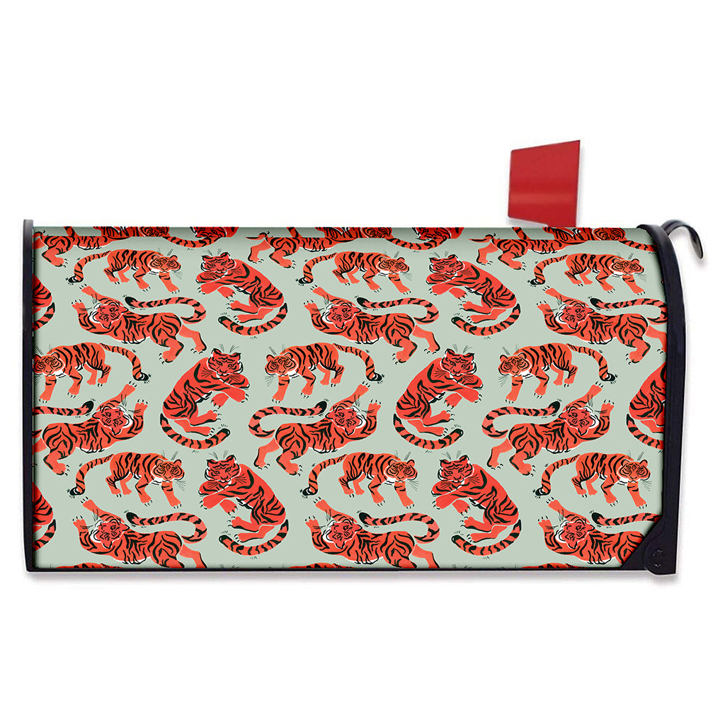 Gouache Tiger Pattern Print Mailbox Cover