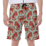 Gouache Tiger Pattern Print Men's Beach Shorts