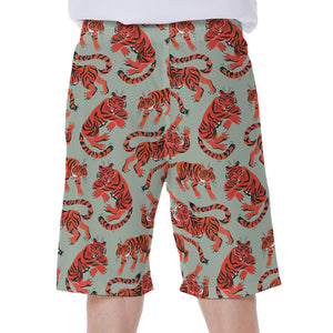 Gouache Tiger Pattern Print Men's Beach Shorts