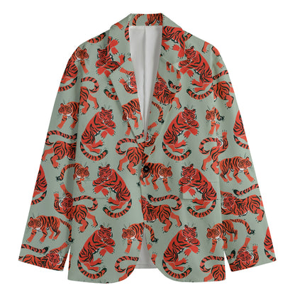 Gouache Tiger Pattern Print Men's Blazer