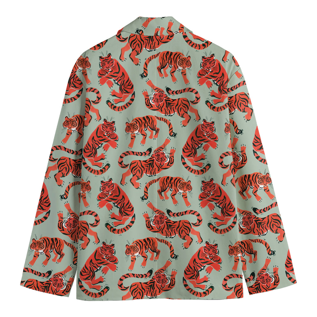 Gouache Tiger Pattern Print Men's Blazer