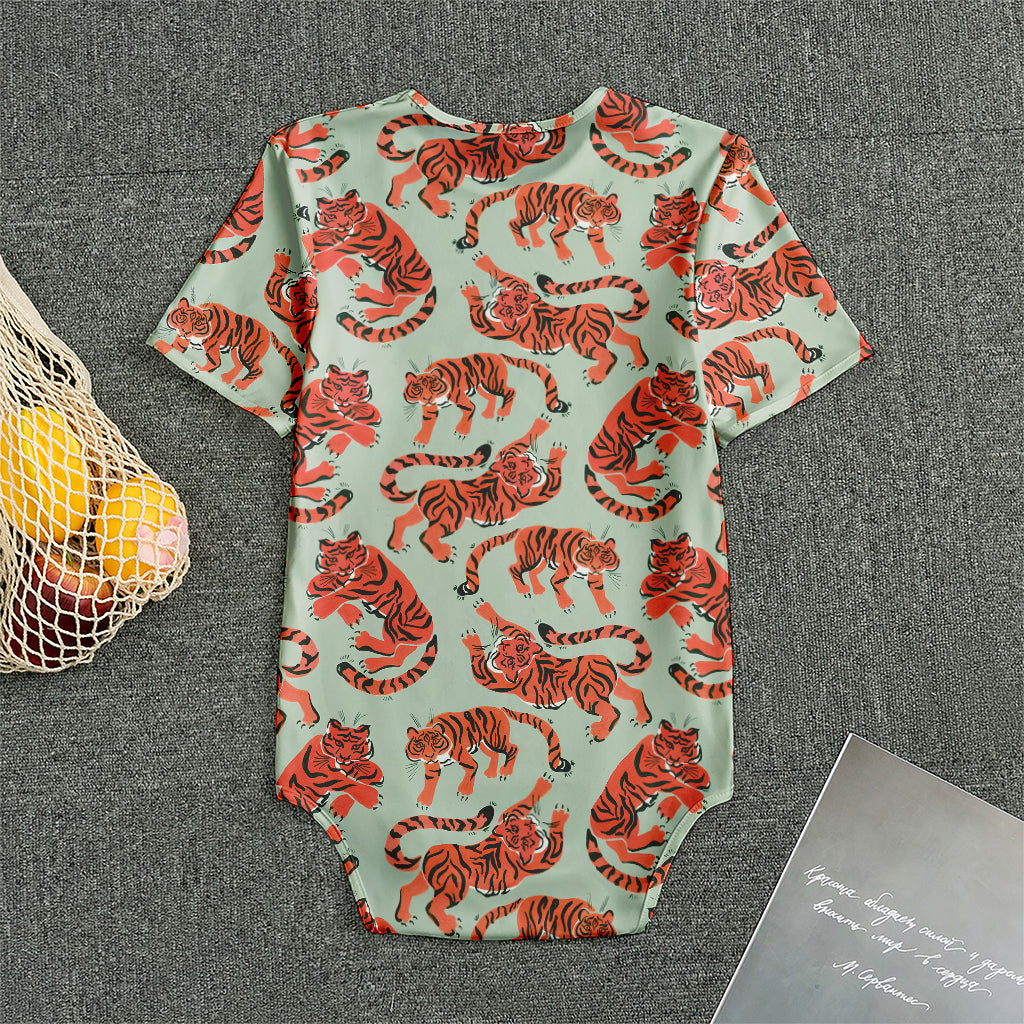 Gouache Tiger Pattern Print Men's Bodysuit