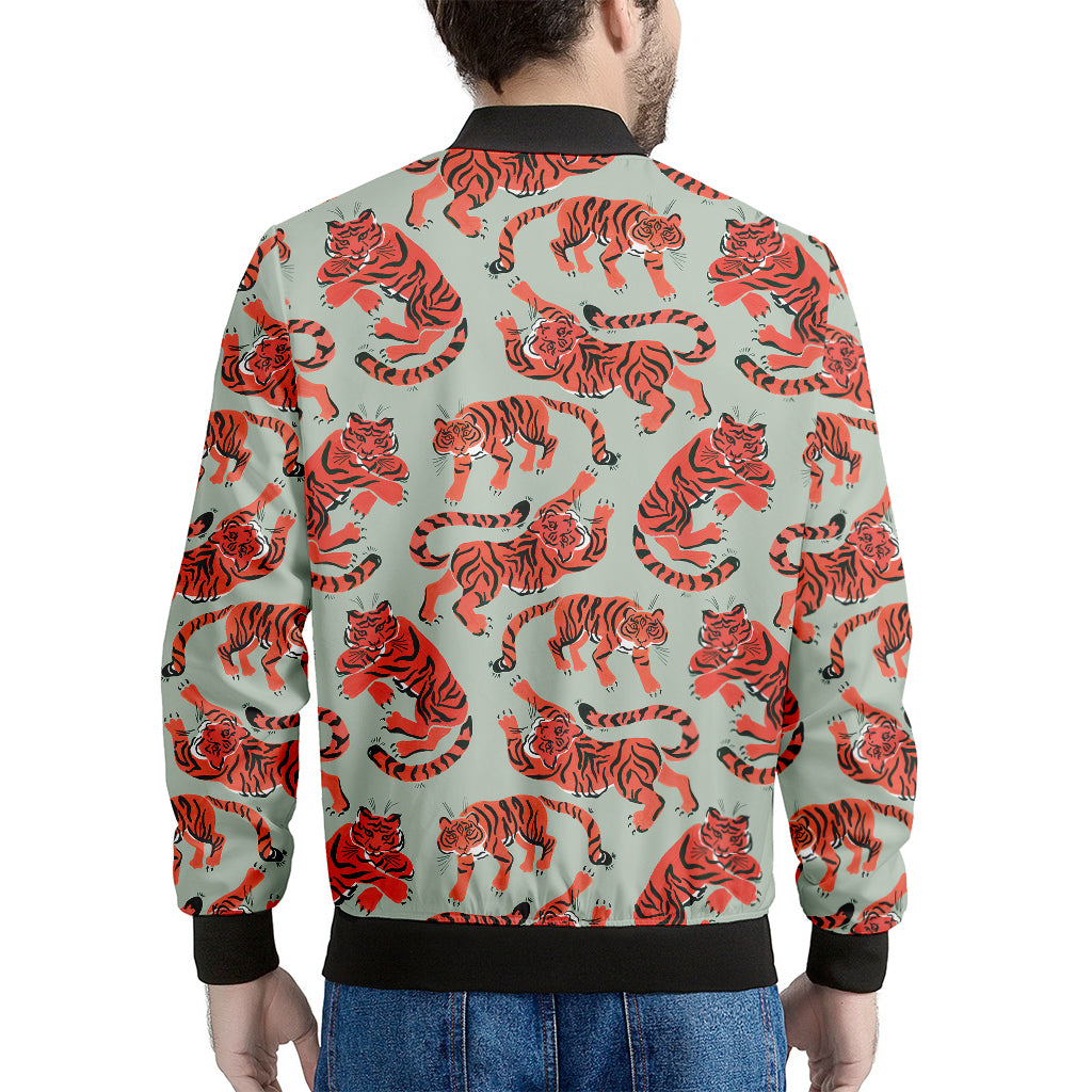 Gouache Tiger Pattern Print Men's Bomber Jacket