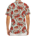 Gouache Tiger Pattern Print Men's Deep V-Neck Shirt