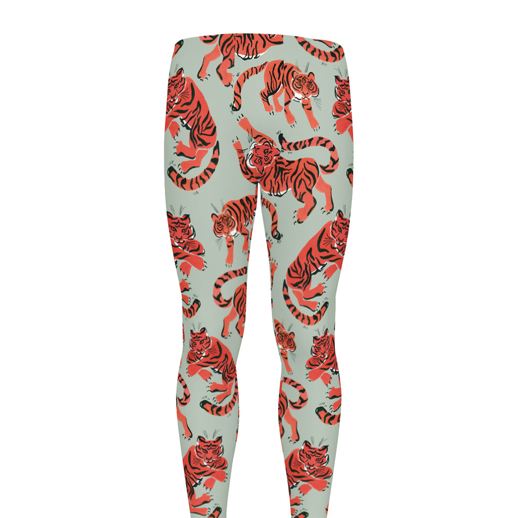 Gouache Tiger Pattern Print Men's leggings
