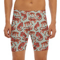 Gouache Tiger Pattern Print Men's Long Boxer Briefs