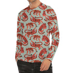 Gouache Tiger Pattern Print Men's Long Sleeve Rash Guard