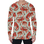 Gouache Tiger Pattern Print Men's Long Sleeve T-Shirt