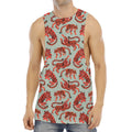 Gouache Tiger Pattern Print Men's Muscle Tank Top