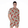 Gouache Tiger Pattern Print Men's Romper