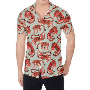 Gouache Tiger Pattern Print Men's Shirt