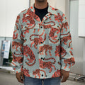 Gouache Tiger Pattern Print Men's Shirt Jacket