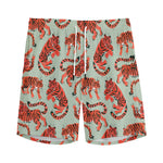 Gouache Tiger Pattern Print Men's Sports Shorts