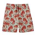 Gouache Tiger Pattern Print Men's Swim Trunks