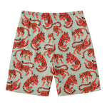 Gouache Tiger Pattern Print Men's Swim Trunks