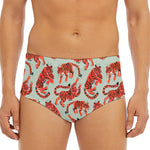 Gouache Tiger Pattern Print Men's Triangle Swim Briefs