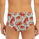 Gouache Tiger Pattern Print Men's Triangle Swim Briefs