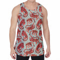 Gouache Tiger Pattern Print Men's Velvet Tank Top