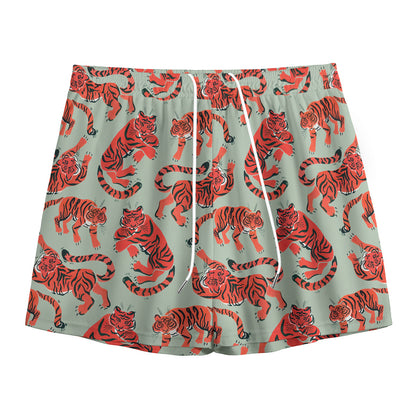 Gouache Tiger Pattern Print Mesh Shorts