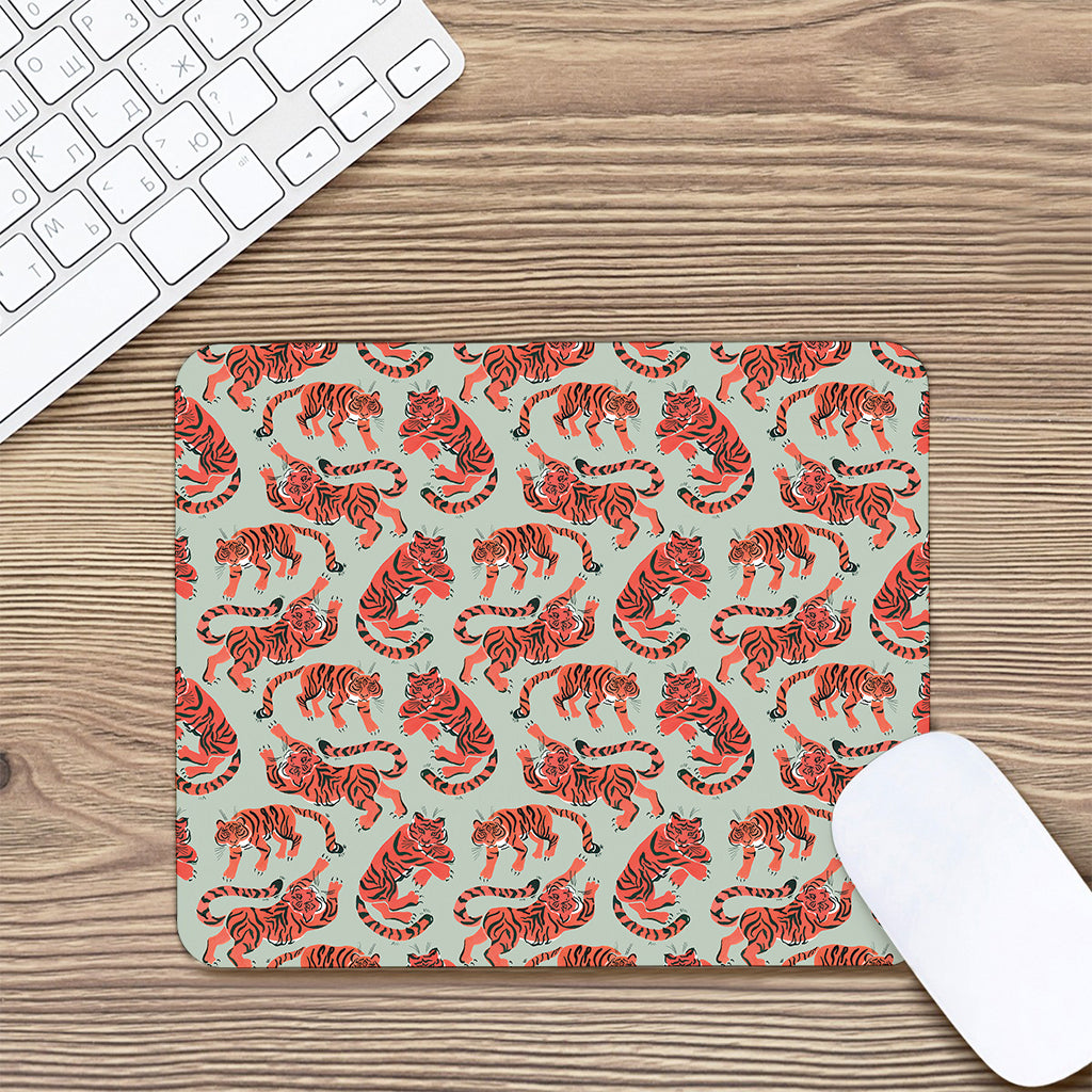 Gouache Tiger Pattern Print Mouse Pad