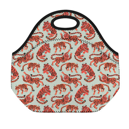 Gouache Tiger Pattern Print Neoprene Lunch Bag