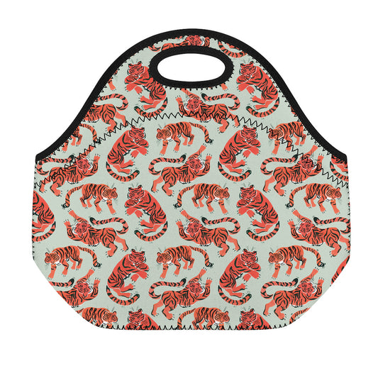 Gouache Tiger Pattern Print Neoprene Lunch Bag
