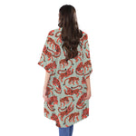 Gouache Tiger Pattern Print Open Front Beach Cover Up