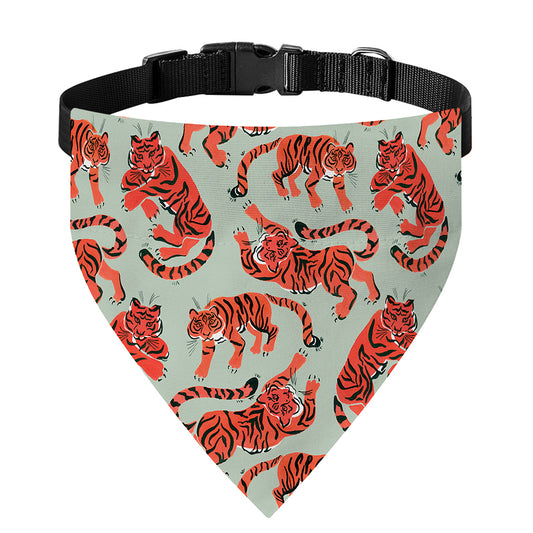 Gouache Tiger Pattern Print Over The Collar Dog Bandana