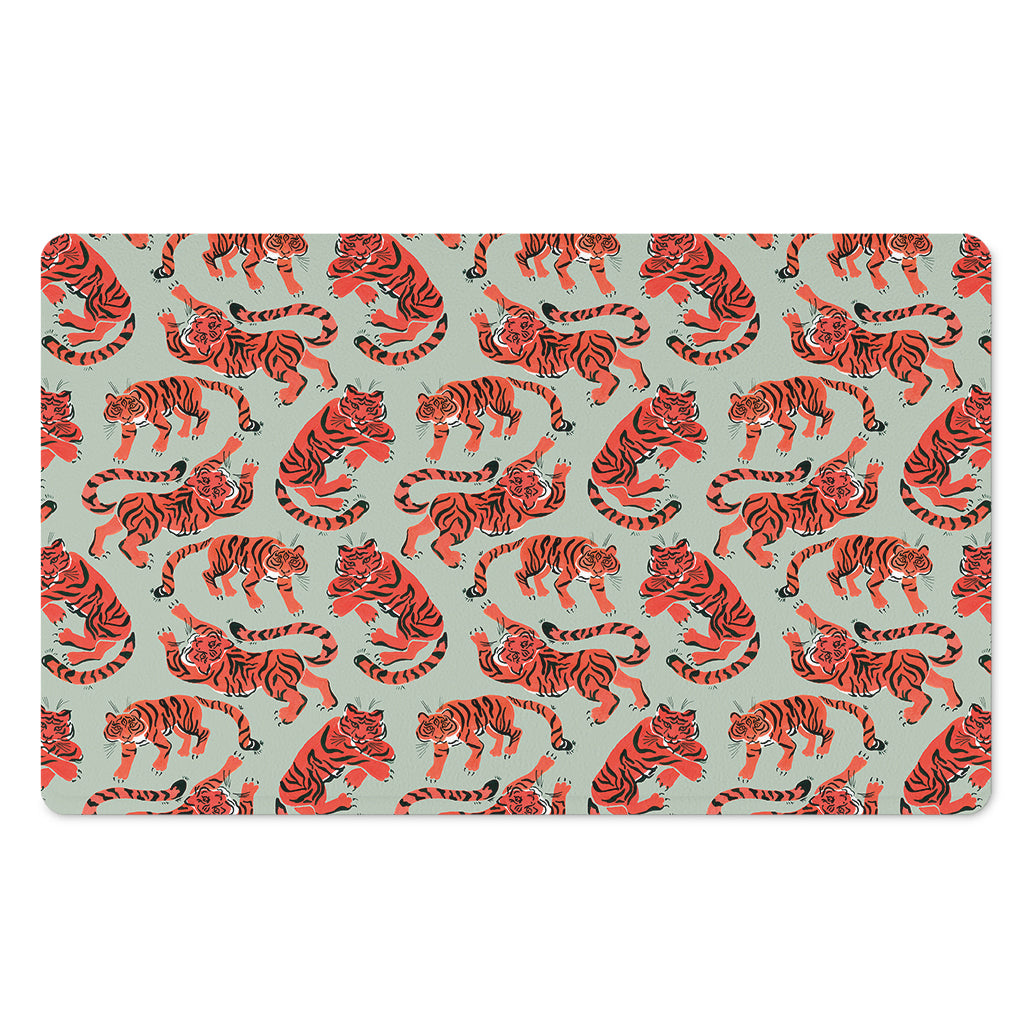 Gouache Tiger Pattern Print Polyester Doormat
