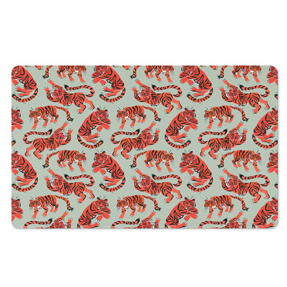 Gouache Tiger Pattern Print Polyester Doormat