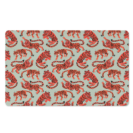 Gouache Tiger Pattern Print Polyester Doormat